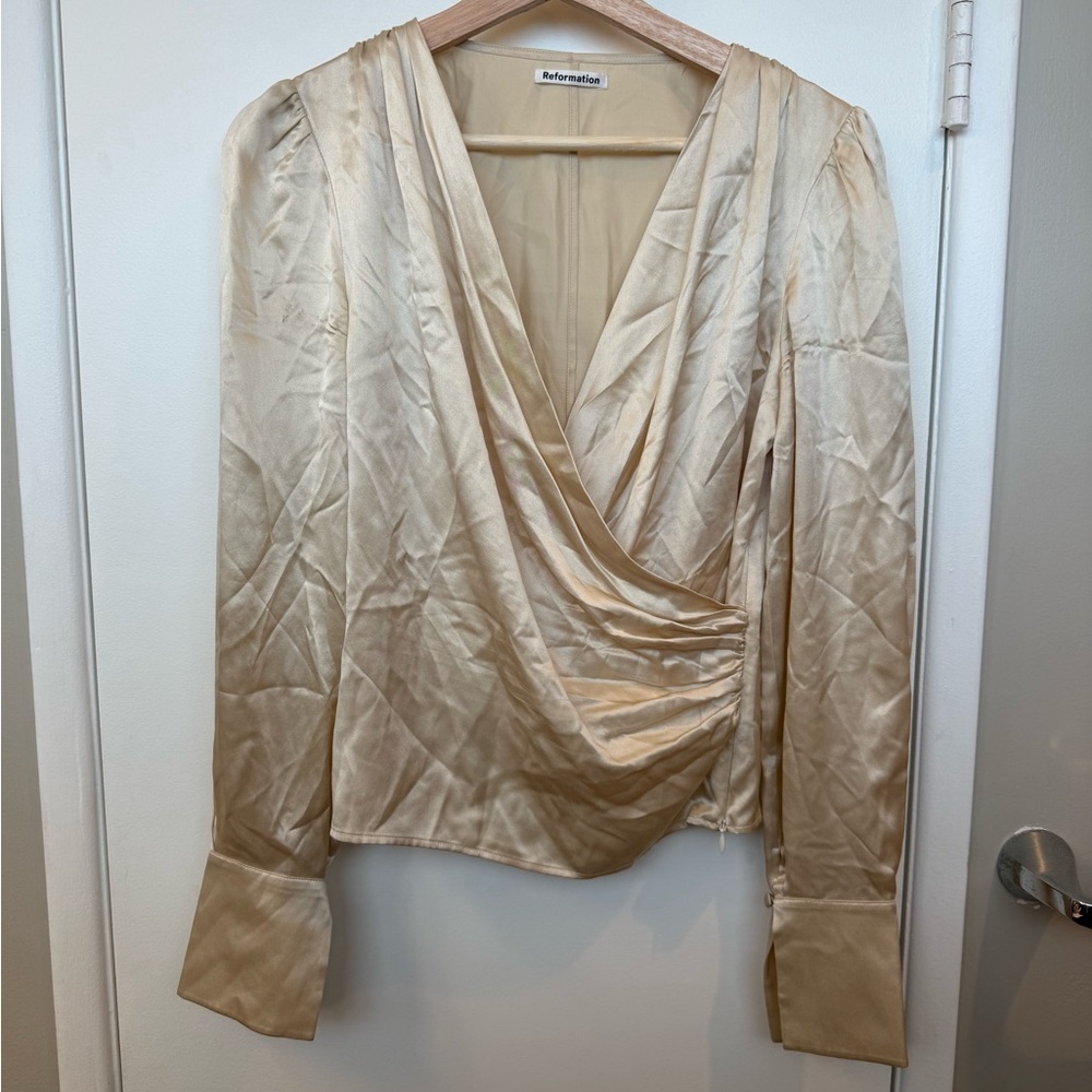 Reformation Silk Cream Blouse